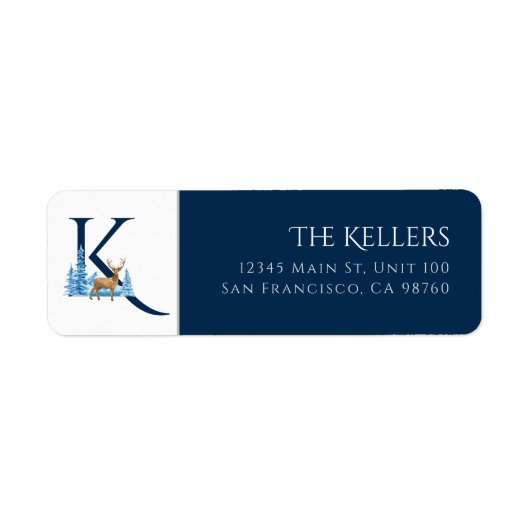 Winterurlaub | Letter K Monogram Address Label (Vorne)