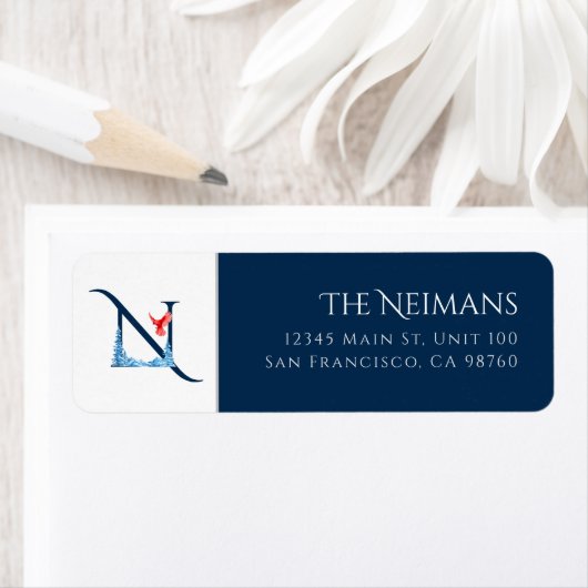 Winterurlaub | Letter N Monogram Address Label (Insitu)