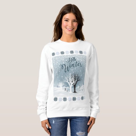 Winterurlaub Märchen Tale Fantasy Schneewald Sweatshirt (Vorne ganz)