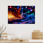 Winterurlaub niedliche Katzenjause Poster (Küche)