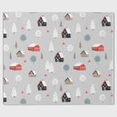 Winterurlaub niedliches Muster, modern nordisch gr Geschenkpapier (Flach)