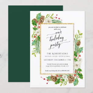 Winterurlaub Party Rose Aquarell Einladung