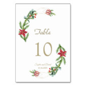 Winterurlaub Pine Cones Weihnachtsbälle Hochzeit Tischnummer (Vorderseite)