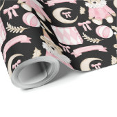 Winterurlaub Pink trägt Kindermuster Geschenkpapier (Rolleneckpunkt)