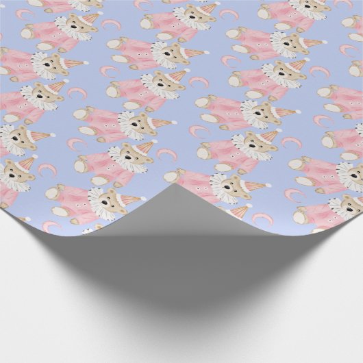 Winterurlaub Pink trägt Kindermuster Geschenkpapier (Ecke)