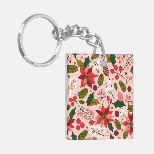 Winterurlaub Poinsettia Schlüsselanhänger (Vorderseite links)
