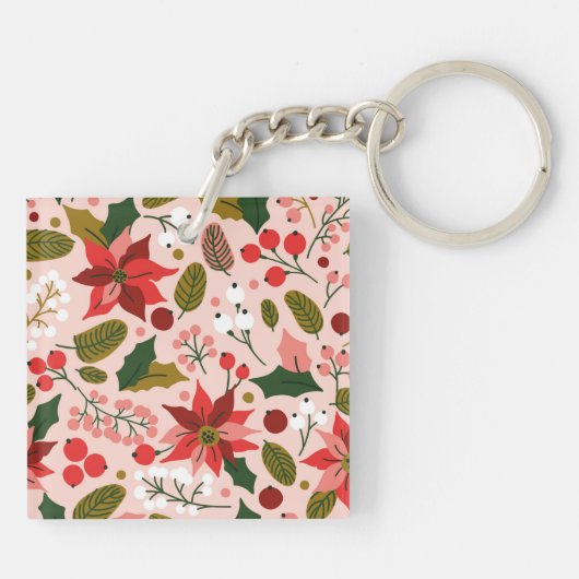 Winterurlaub Poinsettia Schlüsselanhänger (Rückseite)