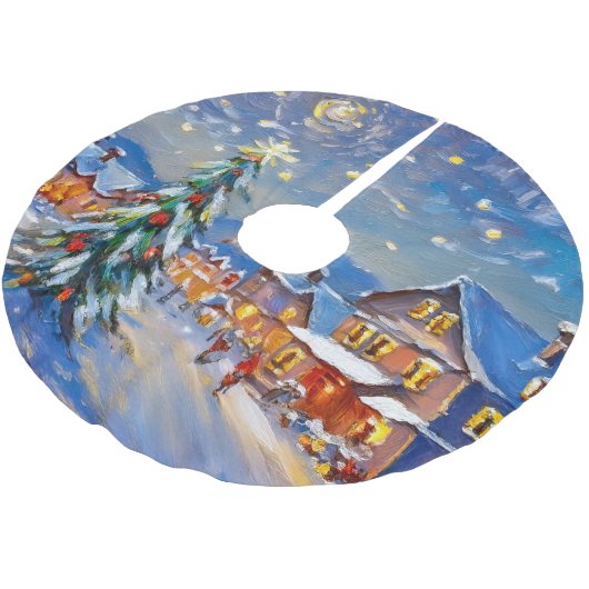 Winterurlaub Polyester Weihnachtsbaumdecke (Schrägansicht)