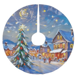 Winterurlaub Polyester Weihnachtsbaumdecke