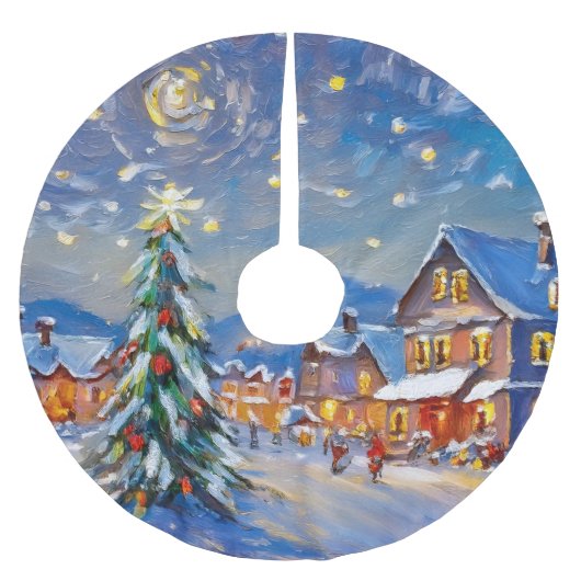 Winterurlaub Polyester Weihnachtsbaumdecke (Vorderseite)