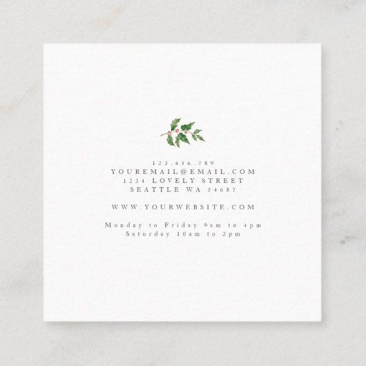 Winterurlaub Quadratische Visitenkarte (Rückseite)