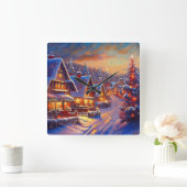 Winterurlaub Quadratische Wanduhr (Zuhause)