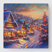 Winterurlaub Quadratische Wanduhr (Vorderseite)