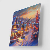 Winterurlaub Quadratische Wanduhr (Winkel)