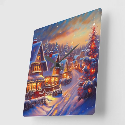 Winterurlaub Quadratische Wanduhr (Winkel)