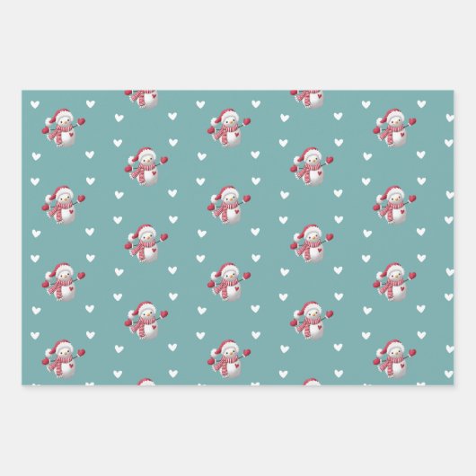 Winterurlaub Rosa Grün Geschenkpapier Set (Vorderseite 2)