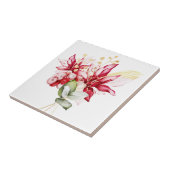 Winterurlaub Rote Poinsettia Aquarellfarben Blume Fliese (Seite)
