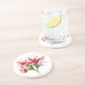 Winterurlaub Rote Poinsettia Aquarellfarben Blume Getränkeuntersetzer (Seite)