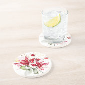 Winterurlaub Rote Poinsettia Aquarellfarben Blume Getränkeuntersetzer (Seite)