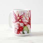 Winterurlaub Rote Poinsettia Aquarellfarben Blume Kaffeetasse (Vorderseite Links)