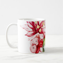 Winterurlaub Rote Poinsettia Aquarellfarben Blume Kaffeetasse