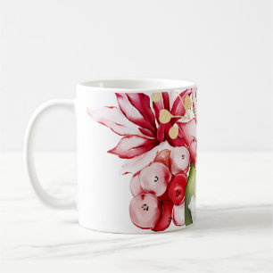 Winterurlaub Rote Poinsettia Aquarellfarben Blume Kaffeetasse