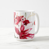 Winterurlaub Rote Poinsettia Aquarellfarben Blume Kaffeetasse (VorderseiteRechts)