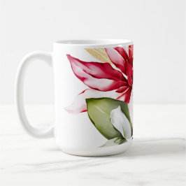 Winterurlaub Rote Poinsettia Aquarellfarben Blume Kaffeetasse