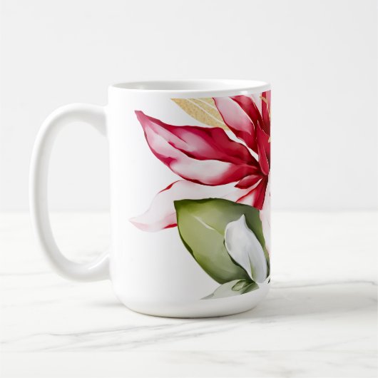 Winterurlaub Rote Poinsettia Aquarellfarben Blume Kaffeetasse (Links)