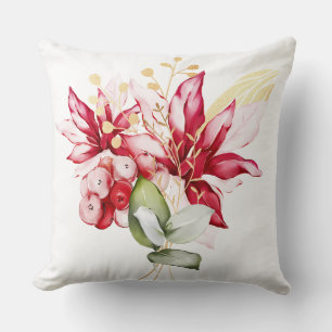 Winterurlaub Rote Poinsettia Aquarellfarben Blume Kissen