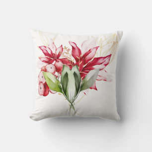 Winterurlaub Rote Poinsettia Aquarellfarben Blume Kissen
