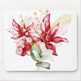 Winterurlaub Rote Poinsettia Aquarellfarben Blume Mousepad