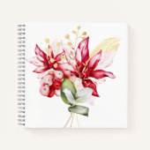 Winterurlaub Rote Poinsettia Aquarellfarben Blume Notizblock (Vorderseite)