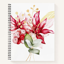 Winterurlaub Rote Poinsettia Aquarellfarben Blume Notizblock
