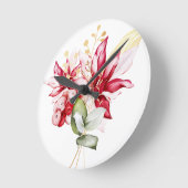 Winterurlaub Rote Poinsettia Aquarellfarben Blume Runde Wanduhr (Winkel)