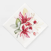 Winterurlaub Rote Poinsettia Aquarellfarben Blume Serviette (Ecke)