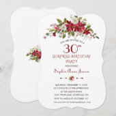 Winterurlaub Rote Poinsettia Überraschung 30 Gebur Einladung (Vorne/Hinten)