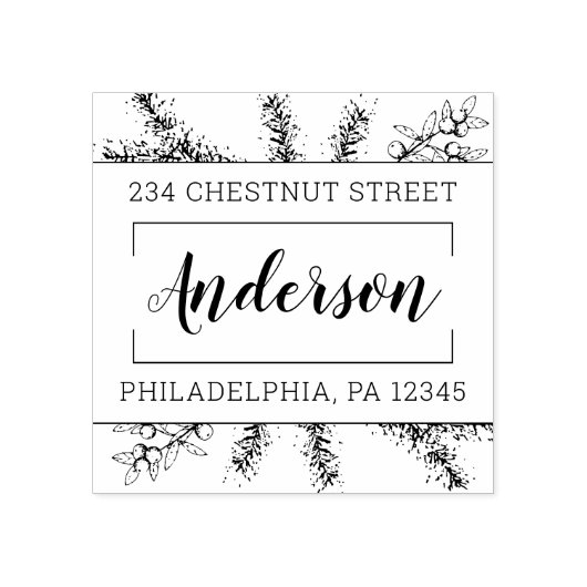 Winterurlaub Rücksendeadresse Gummistempel (Prägung)