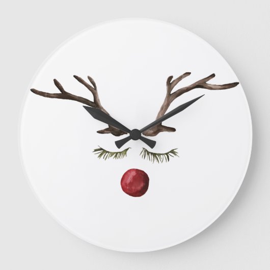 Winterurlaub Rudolph Große Wanduhr (Vorderseite)