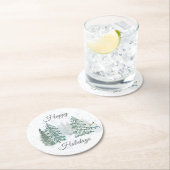 Winterurlaub Runder Pappuntersetzer (Vor Ort)