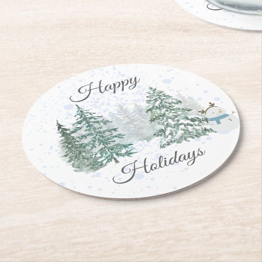 Winterurlaub Runder Pappuntersetzer (Angewinkelt)