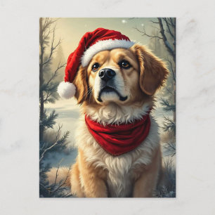 Winterurlaub Santa Hund Postkarte