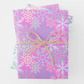 Winterurlaub Schneeflocken heißen rosa Muster Geschenkpapier Set (Beispiel)