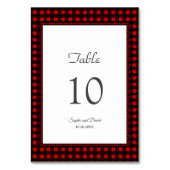 Winterurlaub Schneeflocken Rotes Buffalo Hochzeit Tischnummer (Rückseite)