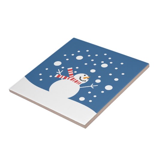 Winterurlaub-Schneemann Fliese (Seite)