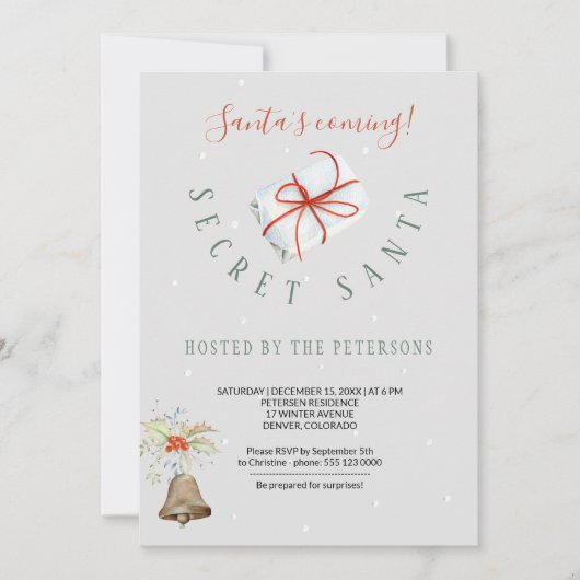 Winterurlaub | Secret Santa Christmas Party Einladung (Vorderseite)