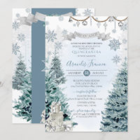 Winterurlaub Silber und Blauer Schnee Quinceñera