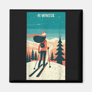 Winterurlaub Ski Weihnachten X-mas Skifahren Skifa Magnet