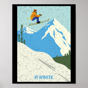 Winterurlaub Ski Weihnachten X-mas Skifahren Skifa Poster