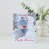 Winterurlaub Snowman Gruß Postkarte (Stehend Vorderseite)
